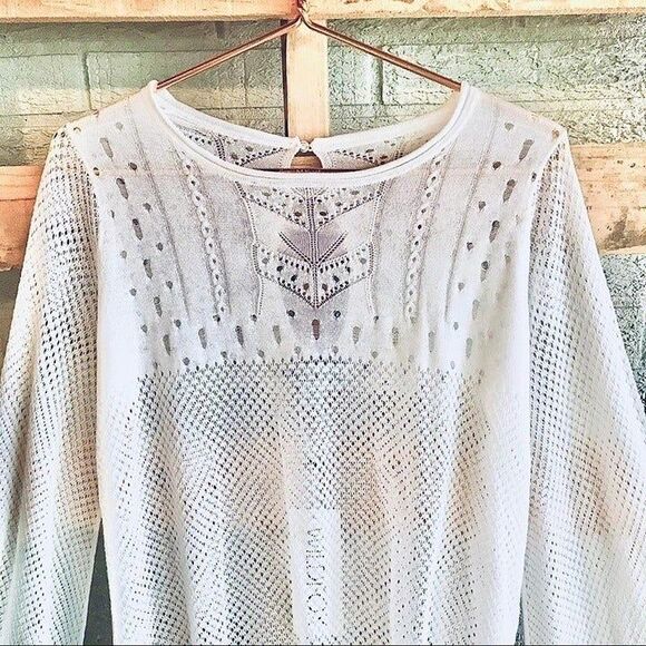 Wildfox Boho Crochet Tunic Bell Sleeve Sweater - Picture 3 of 7